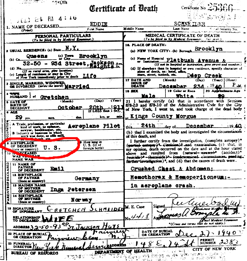 Example birth certificate